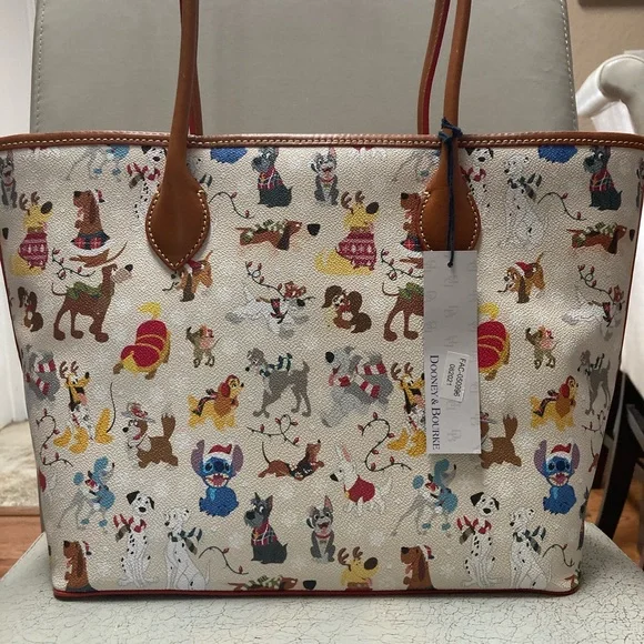 Disney Christmas pattern Dooney&Bourke tote size 16”x10”x5”